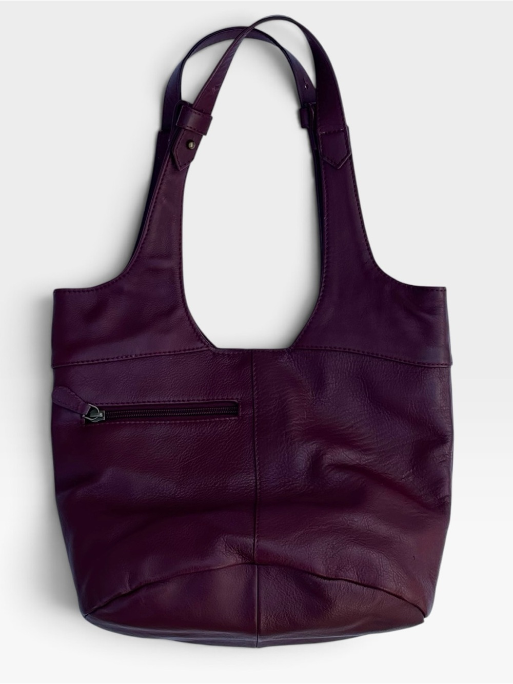 NorthStyle Plum Red Genuine Leather Hobo Slouch Shoulder Bag Tote